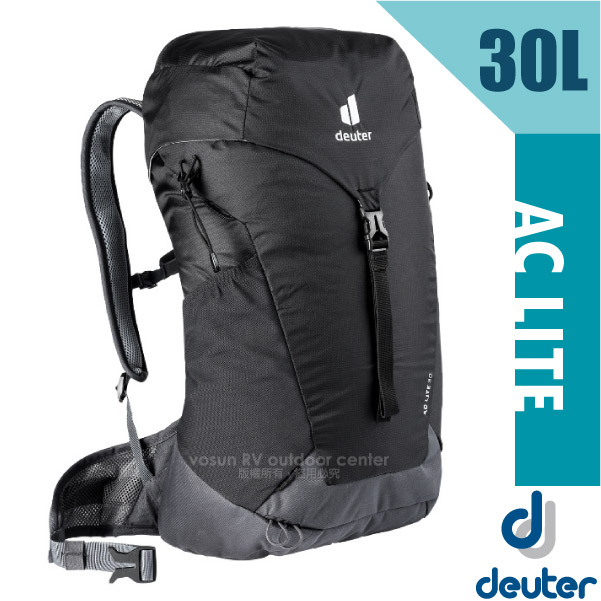【德國 Deuter】AC LITE 30L 網架直立式透氣健行登山背包(Aircomfort 網架背負系統.附防雨套)/3421021 黑✿30E010